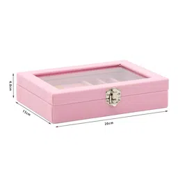 Awestuffs Pink Super Strong Velvet Rectangular Jewellery Organiser-32