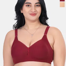 KOMLI Pack Of 2 Plus Size Lightly Padded Cotton Minimizer Bra With All Day Comfort-image-96