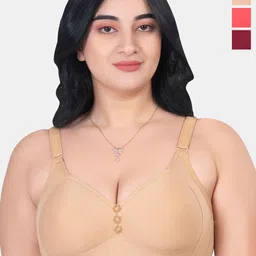KOMLI Plus Size Pack Of 3 Full Coverage Cotton Everyday Bras With All Day Comfort-18
