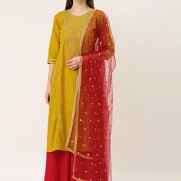 Studio Shringaar Red Net Embroidered Dupatta-39
