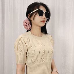 StyleCast Cream Self Design Fitted Top-image-71