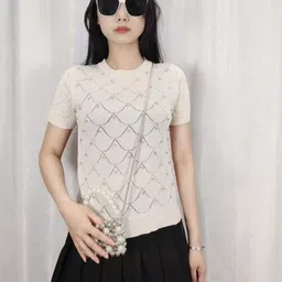 StyleCast Girls Cream Embellished Round Neck Regular Top-image-62