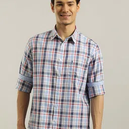 Indian Terrain Chiseled Slim Fit Tartan Checked Pure Cotton Shirt-image-37