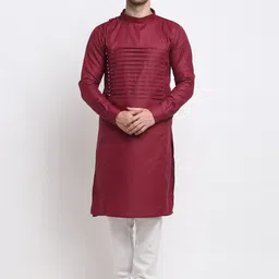Benstoke Men Maroon Kurta with Churidar-image-57