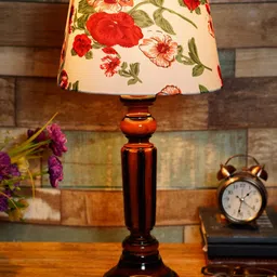 Foziq Brown Floral Printed Wooden Table Lamps-picture-42
