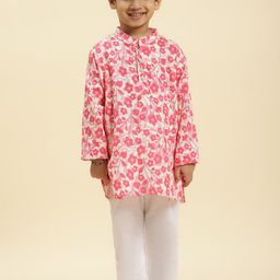 Stuffie Land Boys Floral Printed Regular Pure Cotton Kurta with Pyjamas-58