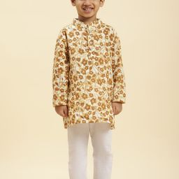 Stuffie Land Boys Floral Printed Regular Pure Cotton Kurta With Pyjamas-68