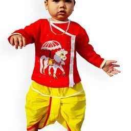 BAESD Boys Round Neck Long Sleeves Ethnic Patchwork Pure Cotton Kurta with Pyjamas-picture-15