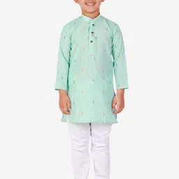 Pro-Ethic STYLE DEVELOPER Boys Sea Green Pure Cotton Kurta with Pyjamas-18