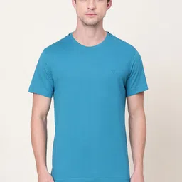 Van Heusen Athleisure Solid Smart Tech Easy Stain Release Pure Cotton Lounge T-Shirt-image-20