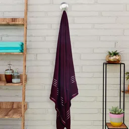 CURIOUS LIFESTYLE Maroon & Blue 2 Pieces Striped Detail 400 GSM Pure Cotton Towel Set-32