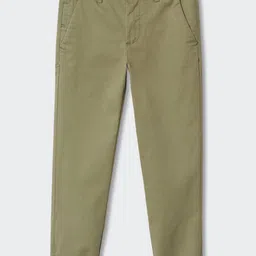 Mango Kids Boys Olive Green Chinos Trousers-image-131