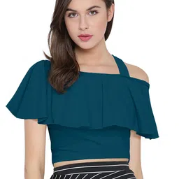 SANJANA  SILK Cape Sleeves Crop Top-image-86