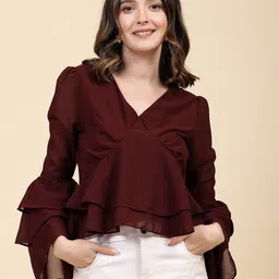 Freehand by The Indian Garage Co V-Neck Bell Sleeve Crop Top-picture-23