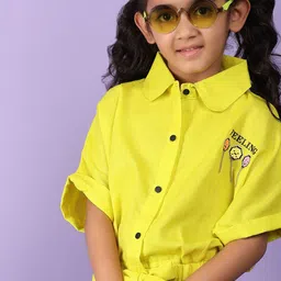 V-Mart Girls Extended Sleeves Cotton Shirt Style Crop Top-picture-53