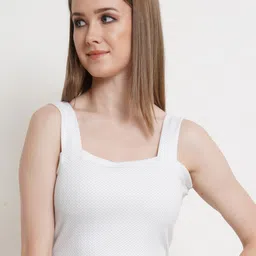 Popwings Self Design Shoulder Straps Fitted Crop Top-picture-15