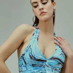TANDUL Print Halter Neck Bralette Crop Top-picture-24