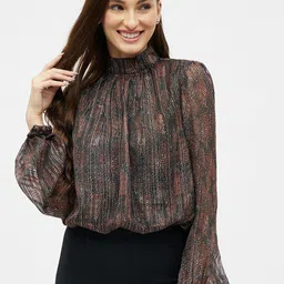 Kibo Print Chiffon Blouson Top-image-43