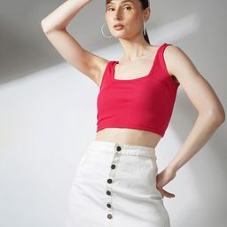 Lagashi Square Neck Fitted Crop Top-image-7