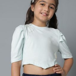 TALES & STORIES Striped Puff Sleeve Crop Top-13