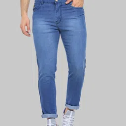 Campus Sutra Men Blue Smart Light Fade Cotton Slim Fit Stretchable Jeans-image-56