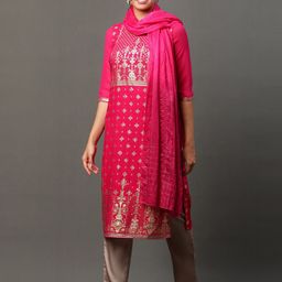 AURELIA Striped Sequinned Pure Cotton Dupatta-31