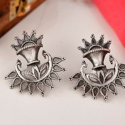 DASTOOR Silver-Toned Contemporary Studs Earrings-image-60