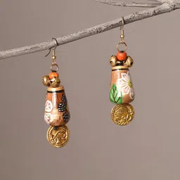 AAKRITI ART CREATIONS Brass-Plated Wood Classic Drop Earrings-32
