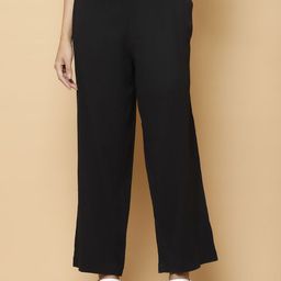 250 DESIGNS Women Relaxed Straight Leg Straight Fit High-Rise Easy Wash Trousers-image-1