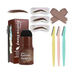 Adbeni Set of 3 Twinkle Eyebrow Razor with 1 Eyebrow Stamp 24gm - Dark Brown-0