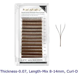 NAGARAKU Women Brown Automatic Flower W Shape Bloom 3D Premade Fans D Curl Eye Lashes-10