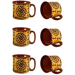 caffeine Red & Yellow 6 Pieces Ceramic Dishwasher and Microwave Safe Maggie Mug-18