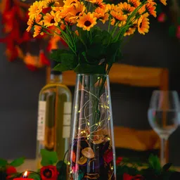 BS AMOR Transparent LED Clear Glass Vases With 2 Sun Flower Bunch-18