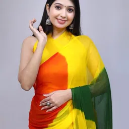 VL SAREES Colourblocked Pure Chiffon Bandhani Saree-25