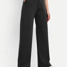 BROADSTAR Women Smart Loose Fit High Rise Easy Wash Parallel Trousers-picture-28
