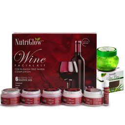 NutriGlow Combo of Wine Facial Kit 250g+10ml & Aloe Vera Massage Gel 100g-30