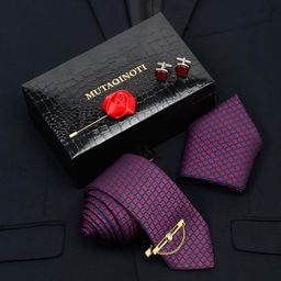 MUTAQINOTI Men Silk Formal Necktie Accessory Gift Set-image-13