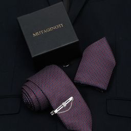 MUTAQINOTI Men Rosewood Silk Necktie Accessory Gift Set-image-98