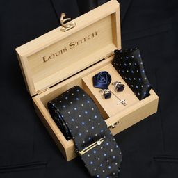 LOUIS STITCH Men Italian Silk Blend Necktie Accessory Gift Set-image-51
