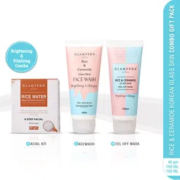 GLAMVEDA Set Of 3 Rice & Ceramide Korean Glass Skin Care Gift Set-2
