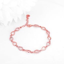 GIVA Women Sterling Silver Cubic Zirconia Rose Gold-Plated Link Bracelet-51