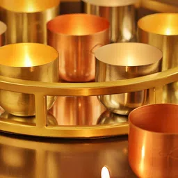 Perenne Design Yellow Metal Votive Teal Light Candle Holder-image-19