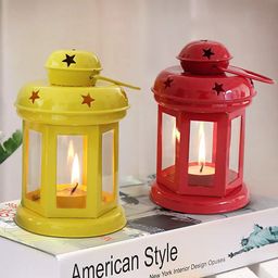 TIED RIBBONS Set Of 2 Yellow & Red Lantern Candle Holder-image-74