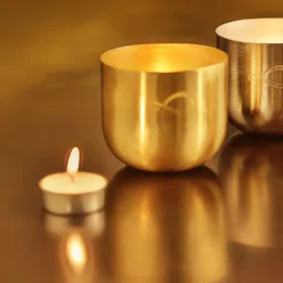 Perenne Design Gold Toned Etched Votive Tea Light Candle Holder-image-46