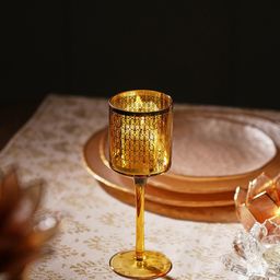 Pure Home and Living Beige Textured Glass Candle Holder-9