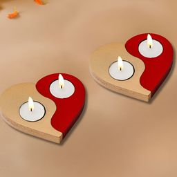 eCraftIndia Red & Gold-Toned 2 Pieces Ceramic Candle Holder-image-44
