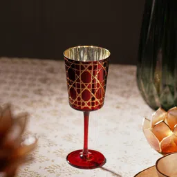 Pure Home and Living Red Patterned Glass Candle Holders-image-91