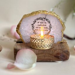 HOMEARTE White Agate Gayatri Mantra Tea Light Candle Holder-image-40