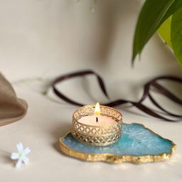 HOMEARTE Turquoise Blue Agate Tea light Candle Holder-image-55