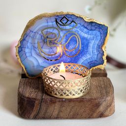 HOMEARTE Blue Stoneware Tea Light Candle Holders-image-91